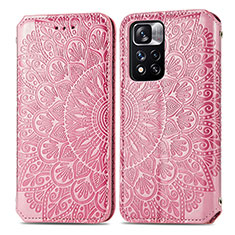 Leather Case Stands Fashionable Pattern Flip Cover Holder S01D for Xiaomi Mi 11i 5G (2022) Rose Gold