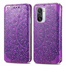 Leather Case Stands Fashionable Pattern Flip Cover Holder S01D for Xiaomi Mi 11i 5G Purple