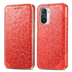 Leather Case Stands Fashionable Pattern Flip Cover Holder S01D for Xiaomi Mi 11i 5G Red