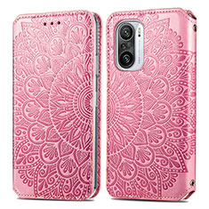 Leather Case Stands Fashionable Pattern Flip Cover Holder S01D for Xiaomi Mi 11i 5G Rose Gold