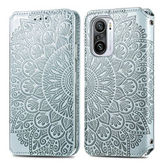 Leather Case Stands Fashionable Pattern Flip Cover Holder S01D for Xiaomi Mi 11i 5G Silver