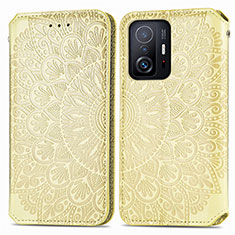 Leather Case Stands Fashionable Pattern Flip Cover Holder S01D for Xiaomi Mi 11T 5G Gold