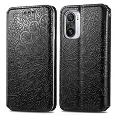 Leather Case Stands Fashionable Pattern Flip Cover Holder S01D for Xiaomi Mi 11X Pro 5G Black