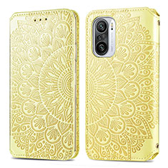 Leather Case Stands Fashionable Pattern Flip Cover Holder S01D for Xiaomi Mi 11X Pro 5G Gold