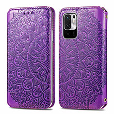 Leather Case Stands Fashionable Pattern Flip Cover Holder S01D for Xiaomi POCO M3 Pro 5G Purple