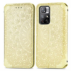 Leather Case Stands Fashionable Pattern Flip Cover Holder S01D for Xiaomi Poco M4 Pro 5G Gold