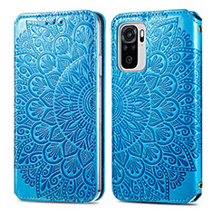Leather Case Stands Fashionable Pattern Flip Cover Holder S01D for Xiaomi Poco M5S Blue