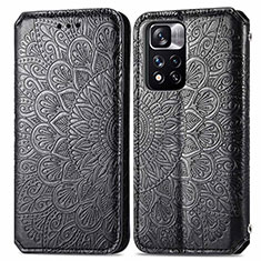 Leather Case Stands Fashionable Pattern Flip Cover Holder S01D for Xiaomi Poco X4 NFC Black