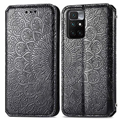 Leather Case Stands Fashionable Pattern Flip Cover Holder S01D for Xiaomi Redmi 10 4G Black