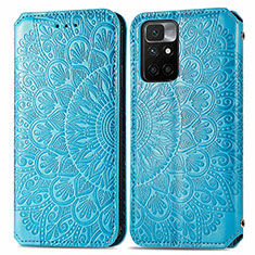 Leather Case Stands Fashionable Pattern Flip Cover Holder S01D for Xiaomi Redmi 10 4G Blue