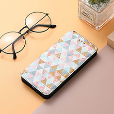 Leather Case Stands Fashionable Pattern Flip Cover Holder S01D for Xiaomi Redmi 12C 4G White