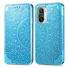 Leather Case Stands Fashionable Pattern Flip Cover Holder S01D for Xiaomi Redmi K40 Pro+ Plus 5G Blue