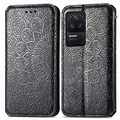 Leather Case Stands Fashionable Pattern Flip Cover Holder S01D for Xiaomi Redmi K40S 5G Black