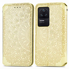 Leather Case Stands Fashionable Pattern Flip Cover Holder S01D for Xiaomi Redmi K40S 5G Gold