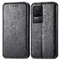 Leather Case Stands Fashionable Pattern Flip Cover Holder S01D for Xiaomi Redmi K50 5G Black