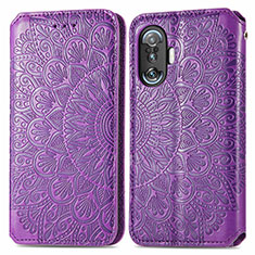 Leather Case Stands Fashionable Pattern Flip Cover Holder S01D for Xiaomi Redmi K50 Gaming 5G Purple