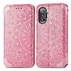 Leather Case Stands Fashionable Pattern Flip Cover Holder S01D for Xiaomi Redmi K50 Gaming 5G Rose Gold