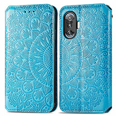 Leather Case Stands Fashionable Pattern Flip Cover Holder S01D for Xiaomi Redmi K50 Gaming AMG F1 5G Blue