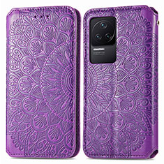 Leather Case Stands Fashionable Pattern Flip Cover Holder S01D for Xiaomi Redmi K50 Pro 5G Purple