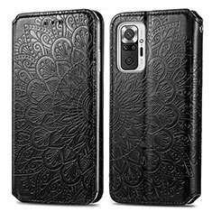 Leather Case Stands Fashionable Pattern Flip Cover Holder S01D for Xiaomi Redmi Note 10 Pro Max Black