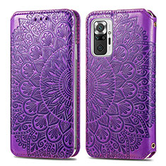 Leather Case Stands Fashionable Pattern Flip Cover Holder S01D for Xiaomi Redmi Note 10 Pro Max Purple