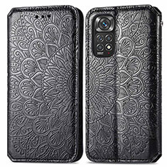 Leather Case Stands Fashionable Pattern Flip Cover Holder S01D for Xiaomi Redmi Note 11 4G (2022) Black