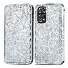 Leather Case Stands Fashionable Pattern Flip Cover Holder S01D for Xiaomi Redmi Note 11 4G (2022) Silver