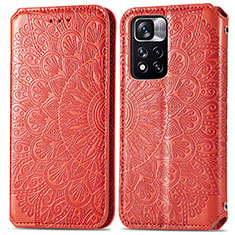 Leather Case Stands Fashionable Pattern Flip Cover Holder S01D for Xiaomi Redmi Note 11 Pro+ Plus 5G Red