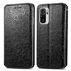 Leather Case Stands Fashionable Pattern Flip Cover Holder S01D for Xiaomi Redmi Note 11 SE India 4G Black