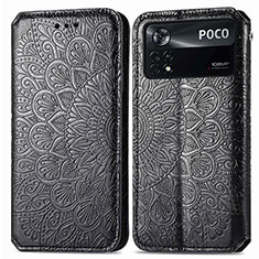 Leather Case Stands Fashionable Pattern Flip Cover Holder S01D for Xiaomi Redmi Note 11E Pro 5G Black