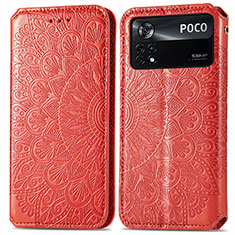 Leather Case Stands Fashionable Pattern Flip Cover Holder S01D for Xiaomi Redmi Note 11E Pro 5G Red