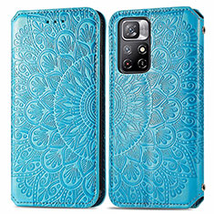 Leather Case Stands Fashionable Pattern Flip Cover Holder S01D for Xiaomi Redmi Note 11S 5G Blue