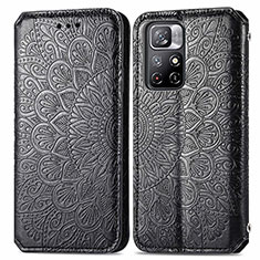 Leather Case Stands Fashionable Pattern Flip Cover Holder S01D for Xiaomi Redmi Note 11T 5G Black