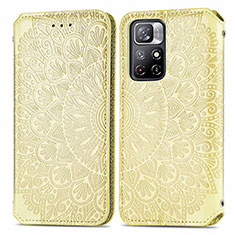 Leather Case Stands Fashionable Pattern Flip Cover Holder S01D for Xiaomi Redmi Note 11T 5G Gold