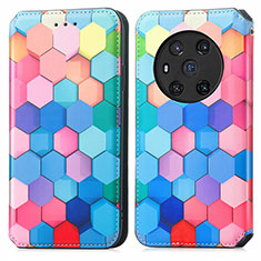 Leather Case Stands Fashionable Pattern Flip Cover Holder S02D for Huawei Honor Magic3 5G Colorful