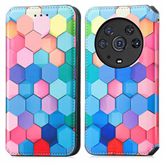 Leather Case Stands Fashionable Pattern Flip Cover Holder S02D for Huawei Honor Magic3 Pro 5G Colorful