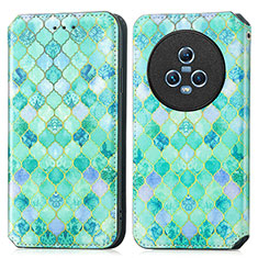 Leather Case Stands Fashionable Pattern Flip Cover Holder S02D for Huawei Honor Magic5 5G Green