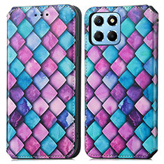 Leather Case Stands Fashionable Pattern Flip Cover Holder S02D for Huawei Honor X6 Purple