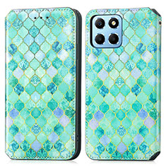 Leather Case Stands Fashionable Pattern Flip Cover Holder S02D for Huawei Honor X6S Green