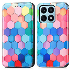 Leather Case Stands Fashionable Pattern Flip Cover Holder S02D for Huawei Honor X8a 4G Colorful