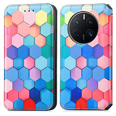 Leather Case Stands Fashionable Pattern Flip Cover Holder S02D for Huawei Mate 50 Pro Colorful