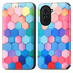 Leather Case Stands Fashionable Pattern Flip Cover Holder S02D for Huawei Nova 10 Pro Colorful