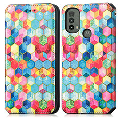 Leather Case Stands Fashionable Pattern Flip Cover Holder S02D for Motorola Moto E30 Mixed