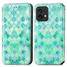 Leather Case Stands Fashionable Pattern Flip Cover Holder S02D for Motorola Moto Edge 40 Pro 5G Green