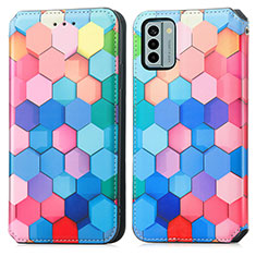 Leather Case Stands Fashionable Pattern Flip Cover Holder S02D for Nokia G22 Colorful