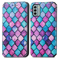 Leather Case Stands Fashionable Pattern Flip Cover Holder S02D for Nokia G22 Purple