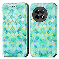 Leather Case Stands Fashionable Pattern Flip Cover Holder S02D for OnePlus Ace 2 5G Green