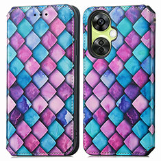 Leather Case Stands Fashionable Pattern Flip Cover Holder S02D for Oppo K11x 5G Purple