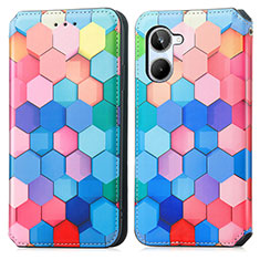 Leather Case Stands Fashionable Pattern Flip Cover Holder S02D for Realme 10 4G Colorful