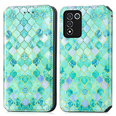 Leather Case Stands Fashionable Pattern Flip Cover Holder S02D for Realme 9 SE 5G Green